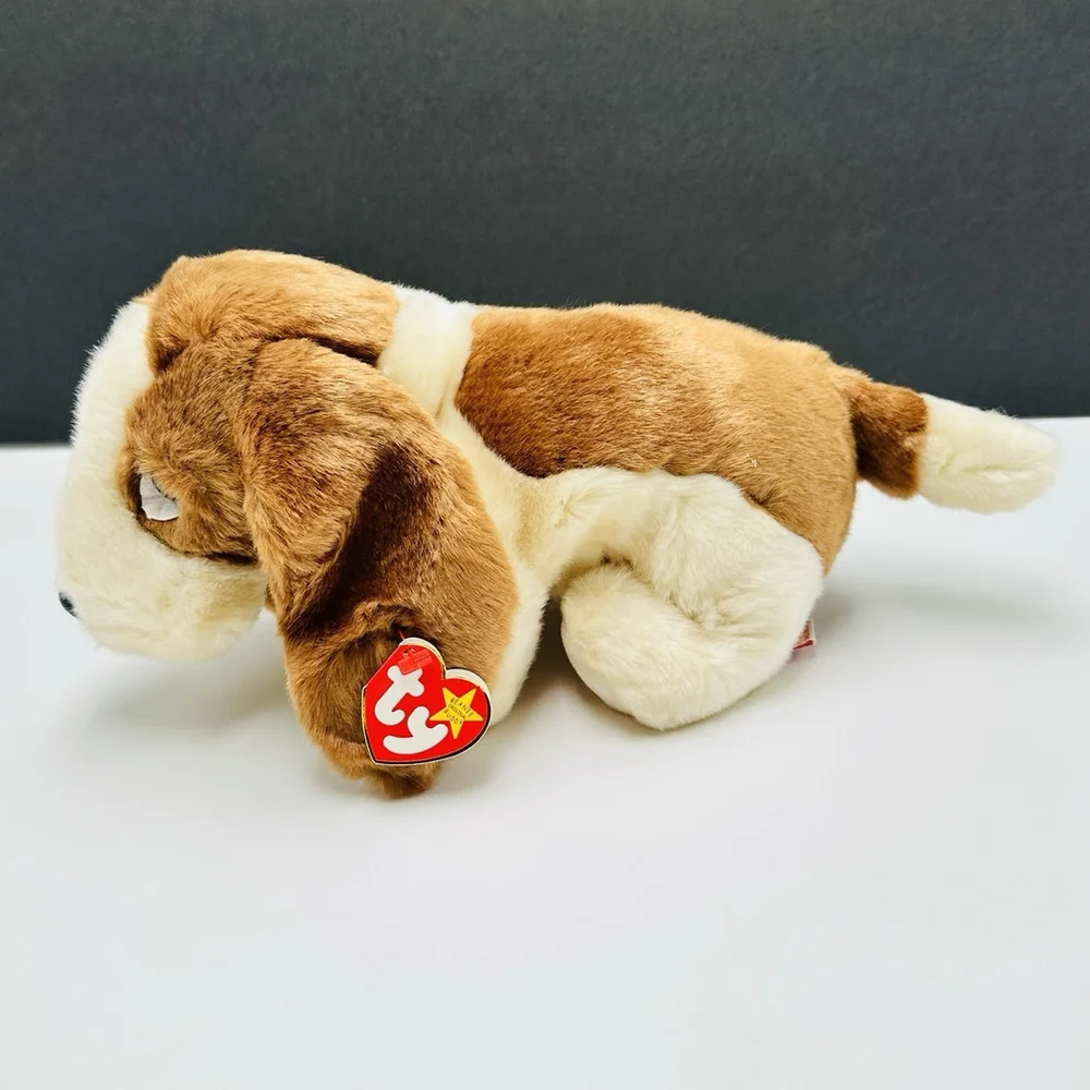 TY Beanie Buddies Buddy TRACKER Basset Hound Pup Dog W/ Ear Tag Plush 1998 14”